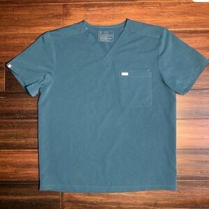Figs Teal Short Sleeve Scrub Top